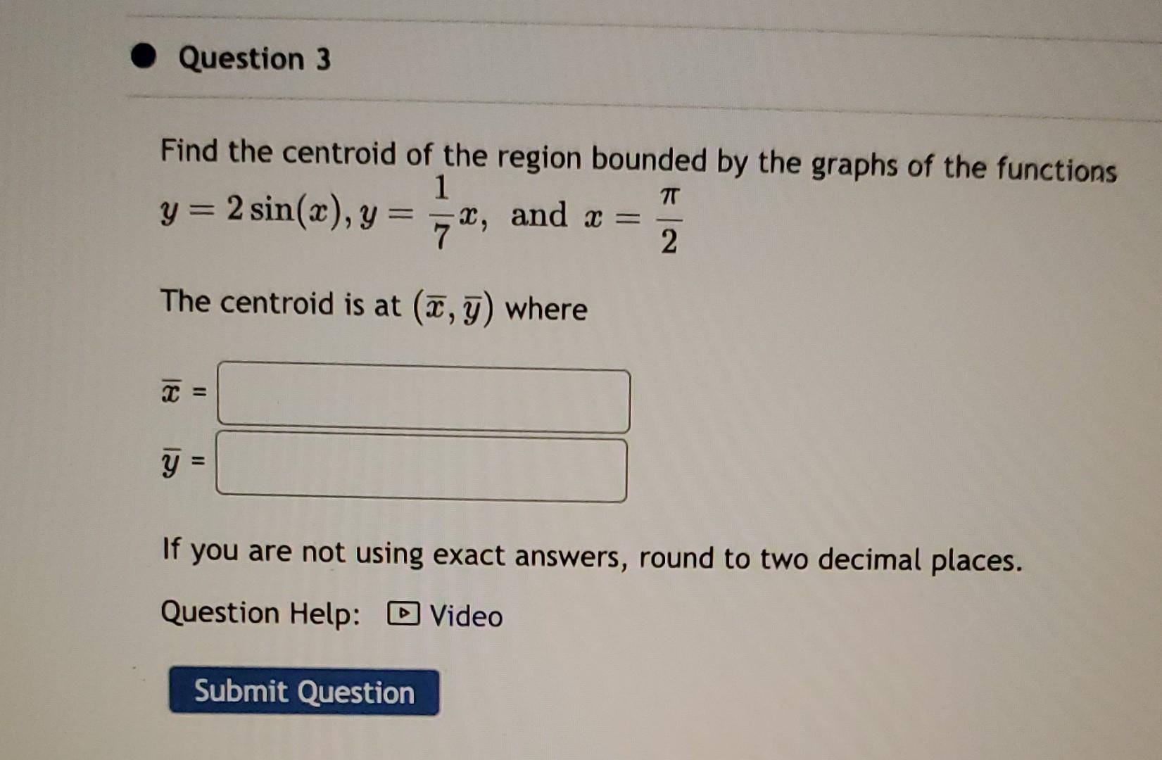 Find the centroid of the region bounded by the graphs