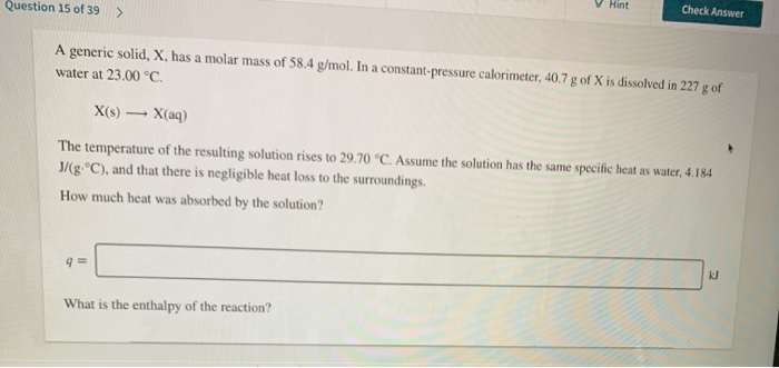 Solved Question 15 Of 39 V Hint Check Answer A Generic Chegg Com