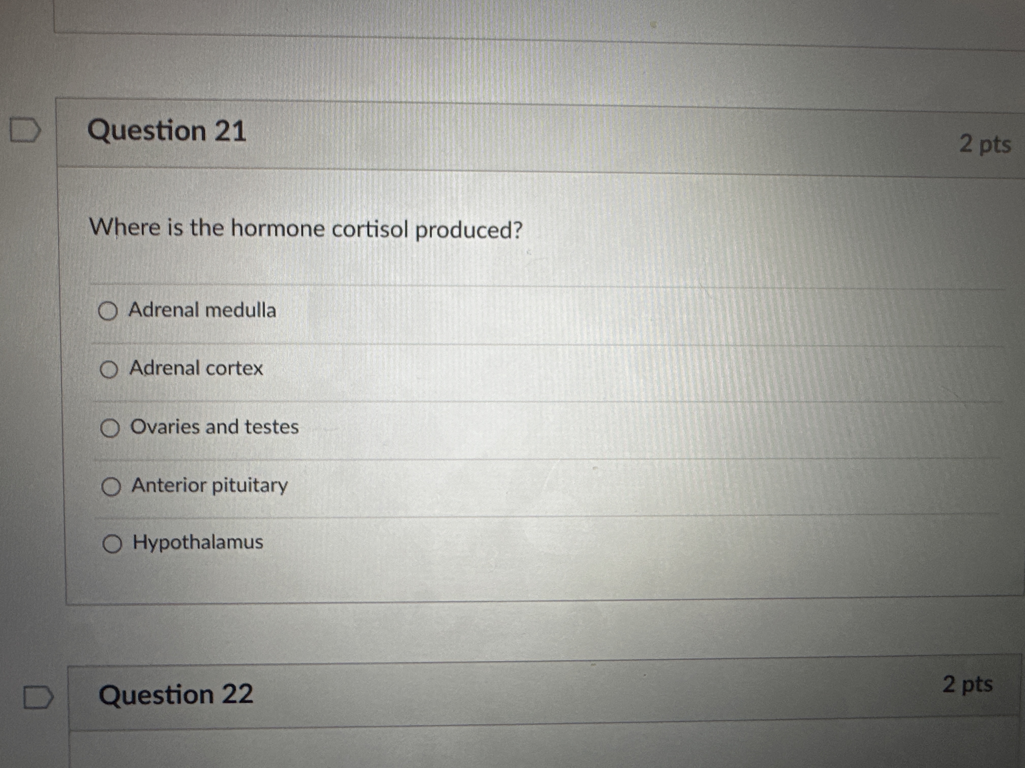 Solved Question 21Where is the hormone cortisol | Chegg.com
