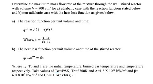 Solved Determine the maximum mass flow rate of the mixture | Chegg.com