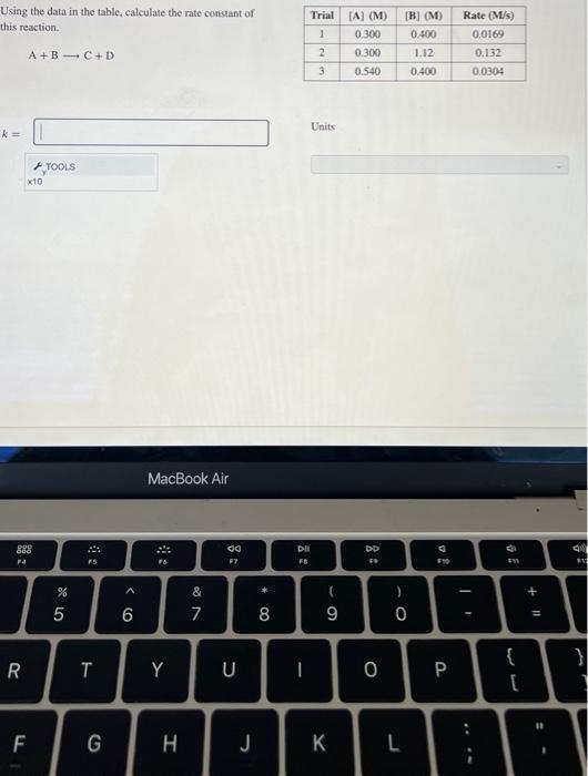 Solved Using the data in the table, calculate the rate | Chegg.com