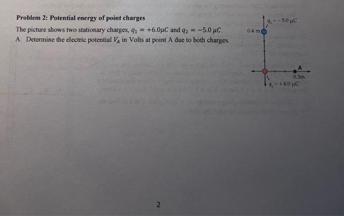 Solved Problem 2: Potential energy of point charges The | Chegg.com