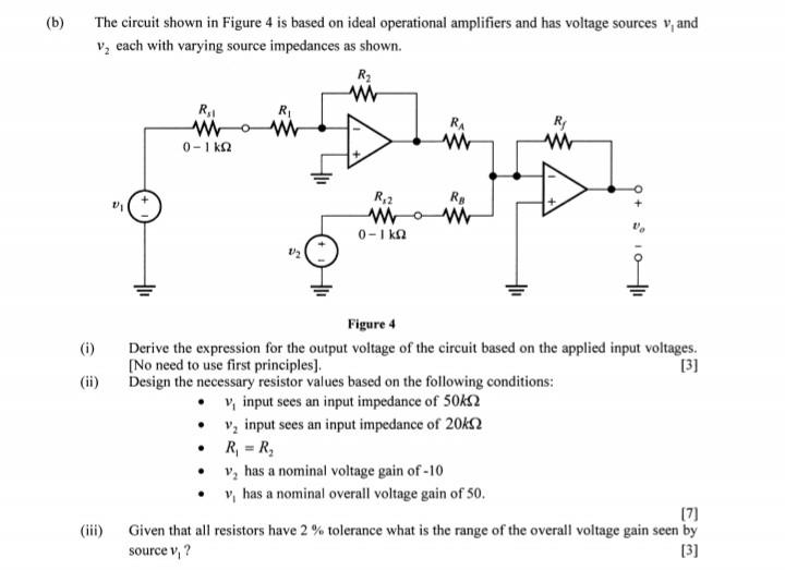 Solved (b) The circuit shown in Figure 4 is based on ideal | Chegg.com