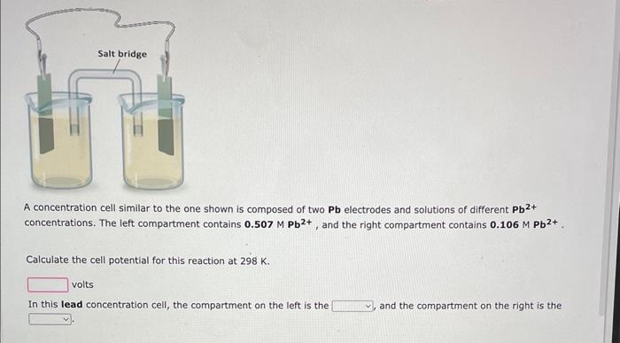 Solved A concentration cell similar to the one shown is | Chegg.com