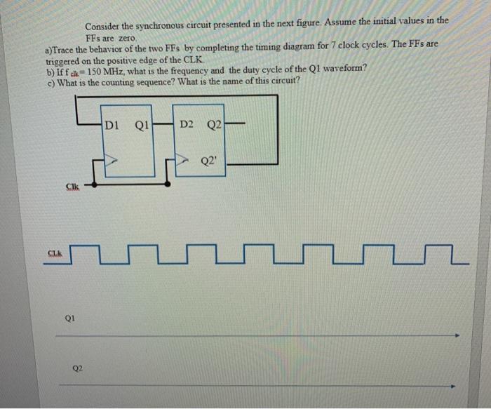 Solved Consider The Synchronous Circuit Presented In The | Chegg.com