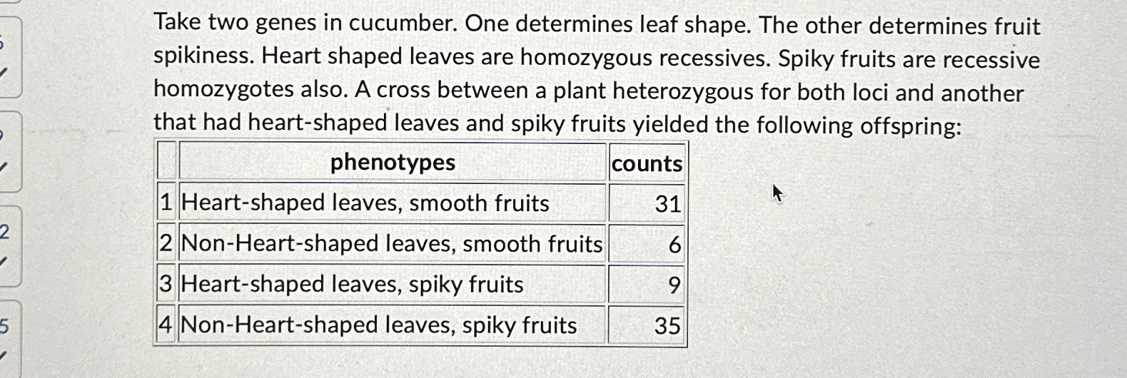 Solved Take two genes in cucumber. One determines leaf | Chegg.com