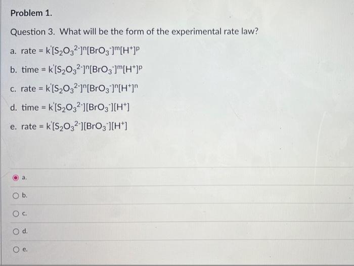 Solved Problem 1. A student studied the clock reaction