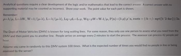 Solved Analytical questions require a clear development of | Chegg.com