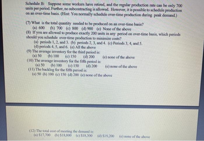 Solved 1 6 A production manager needs to develop a | Chegg.com