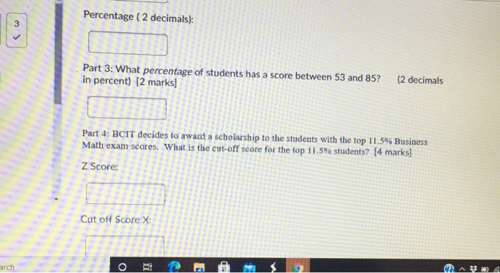 Solved The Business Math exam scores are normally | Chegg.com