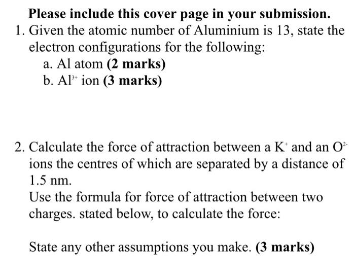 Solved Please include this cover page in your submission. 1. | Chegg.com