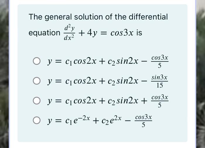 Solved The complementary function of dạy differential | Chegg.com
