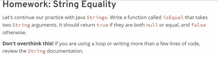 Solved Homework: String Equality Let's continue our practice | Chegg.com