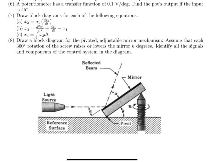 Solved (6) A potentiometer has a transfer function of 0.1