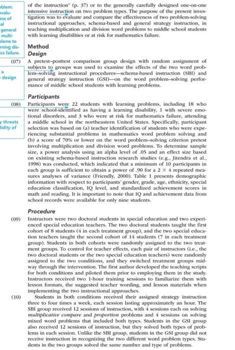 Review the example experimental research article on | Chegg.com