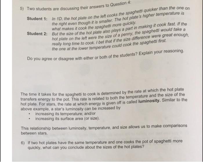 Solved 1) For each pair of hot plates shown below, circle