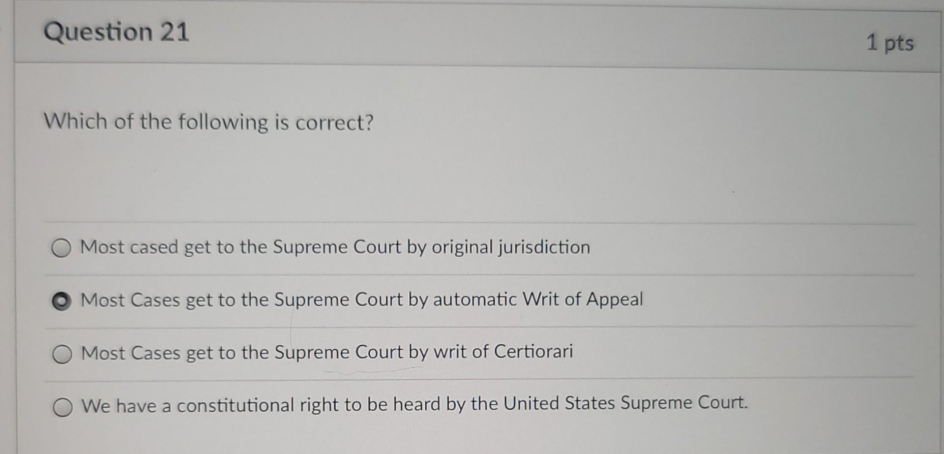 Most cases heard by the supreme court come clearance from