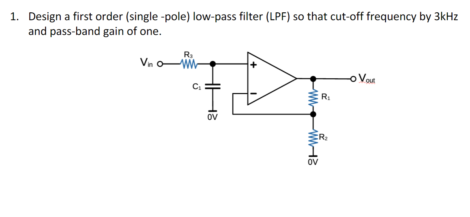 Solved Design a first order (single pole) ﻿lowpass filter