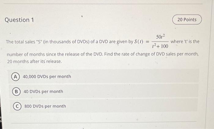 Solved The Total Sales S In Thousands Of Dvds Of A Dvd Chegg