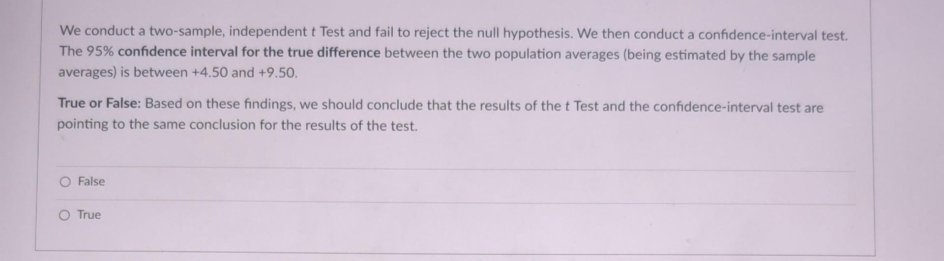 Solved we conduct a two sample independent t test and fail chegg