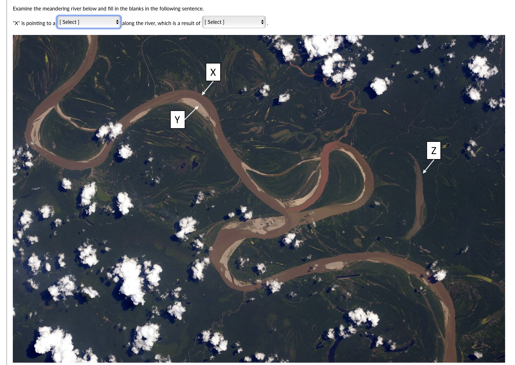 Solved Examine the meandering river below and fill in the | Chegg.com