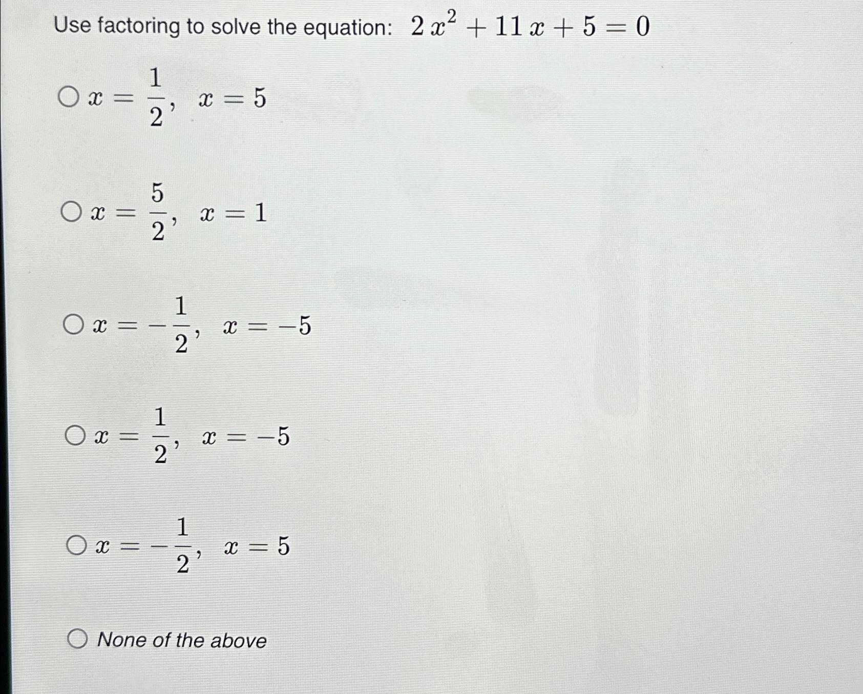 x 2 8x 5 0 factoring