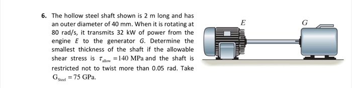 Solved 6. The Hollow Steel Shaft Shown Is 2 M Long And Has | Chegg.com