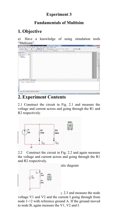 Solved Experiment 3 Fundamentals of Multisim 1. Objective a) | Chegg.com