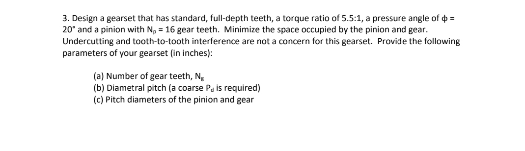 Design a gearset that has standard, full-depth teeth, | Chegg.com