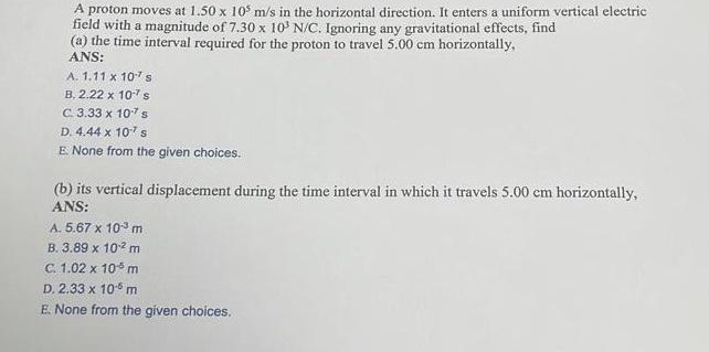 Solved A Proton Moves At 1.50 X 105 M/s In The Horizontal | Chegg.com