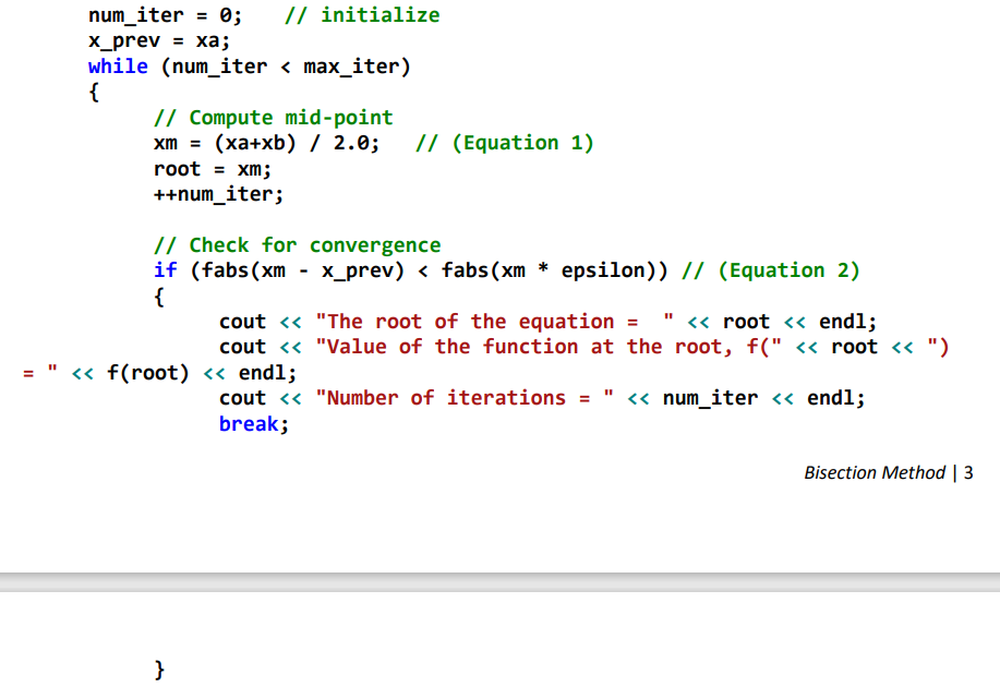 Solved Modify The Bisection Method Program (bisection.cpp) | Chegg.com