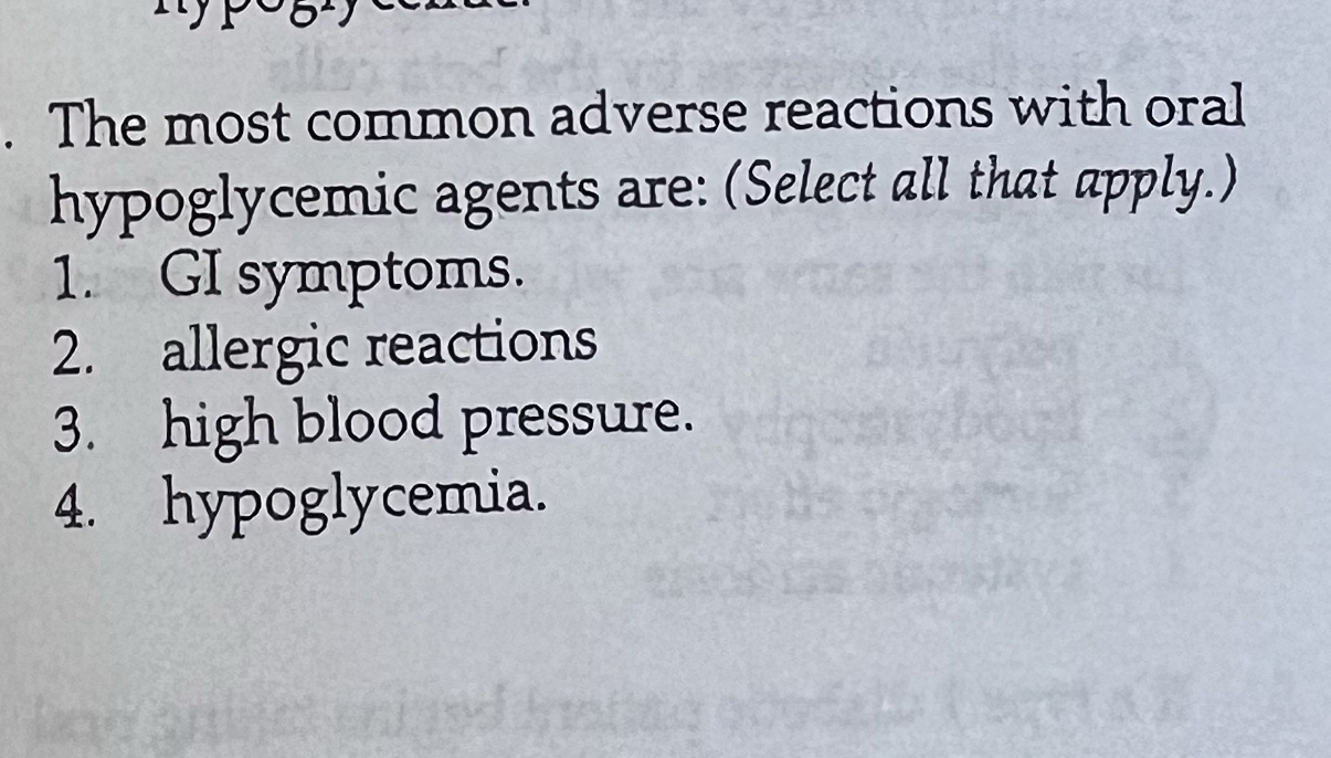 Solved The most common adverse reactions with oral | Chegg.com