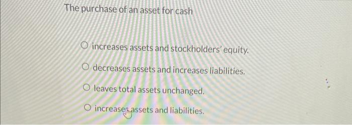 solved-the-purchase-of-an-asset-for-cash-increases-assets-chegg