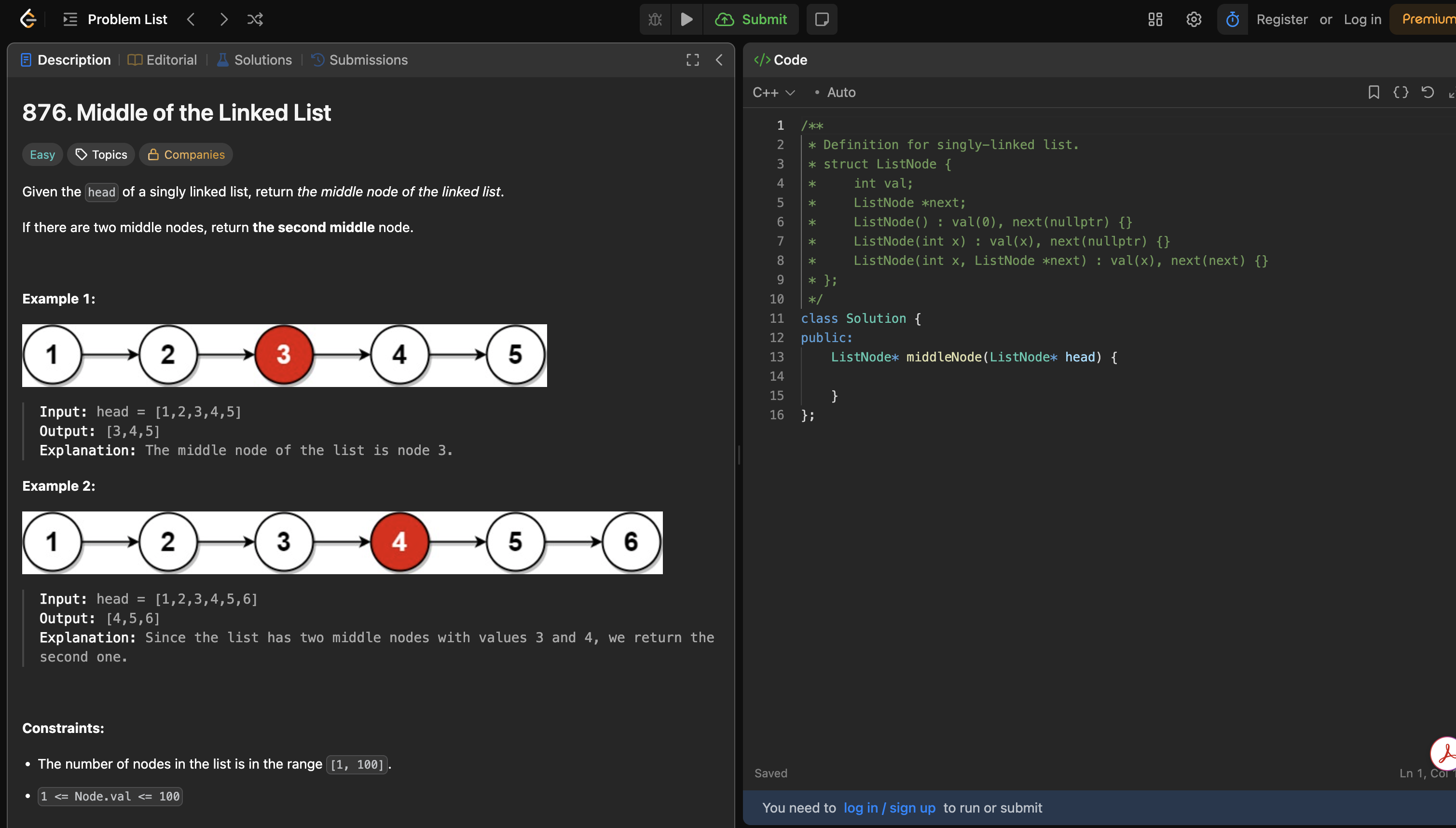 Solved ``` /** * ﻿Definition for singly-linked list. * | Chegg.com