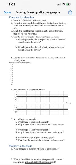 Solved 12:02 Done Moving Man- qualitative graphs Constant | Chegg.com