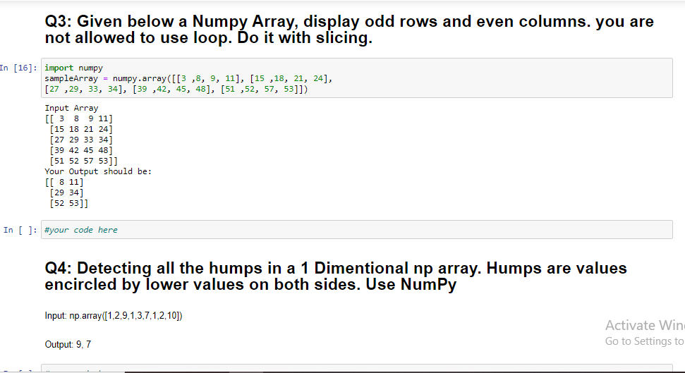 Solved Q3 Given below a Numpy Array display odd rows and Chegg