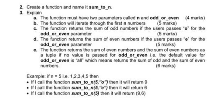 Solved 2. Create a function and name it sum_to_n. 3. Explain | Chegg.com