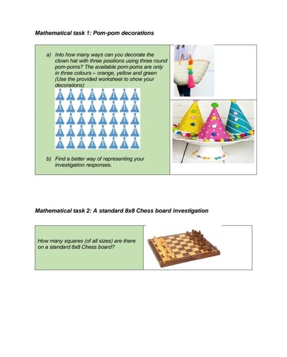 Solved Mathematical task 1: Pom-pom decorations a) Into how | Chegg.com