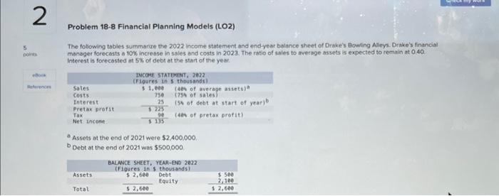 Solved Problem 18−8 Financial Planning Models (LO2) The | Chegg.com