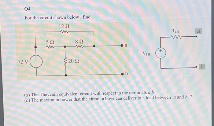 Solved For the circuit shown below, find (a) The Thevenin | Chegg.com