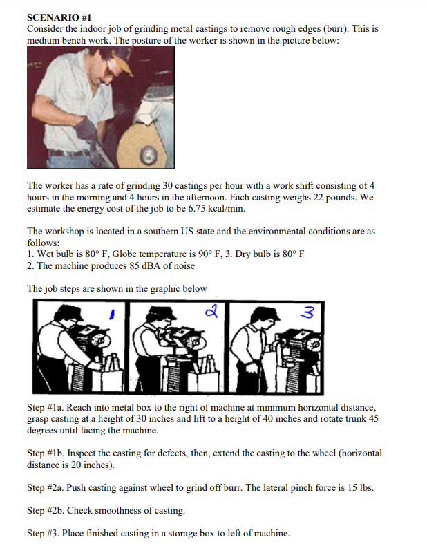 Grinding Task Scenario SCENARIO #1 Consider the indoor job of grinding | Chegg.com