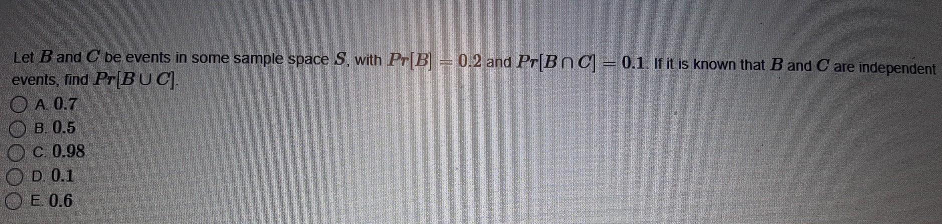 Solved Let B and C be events in some sample space S, with | Chegg.com