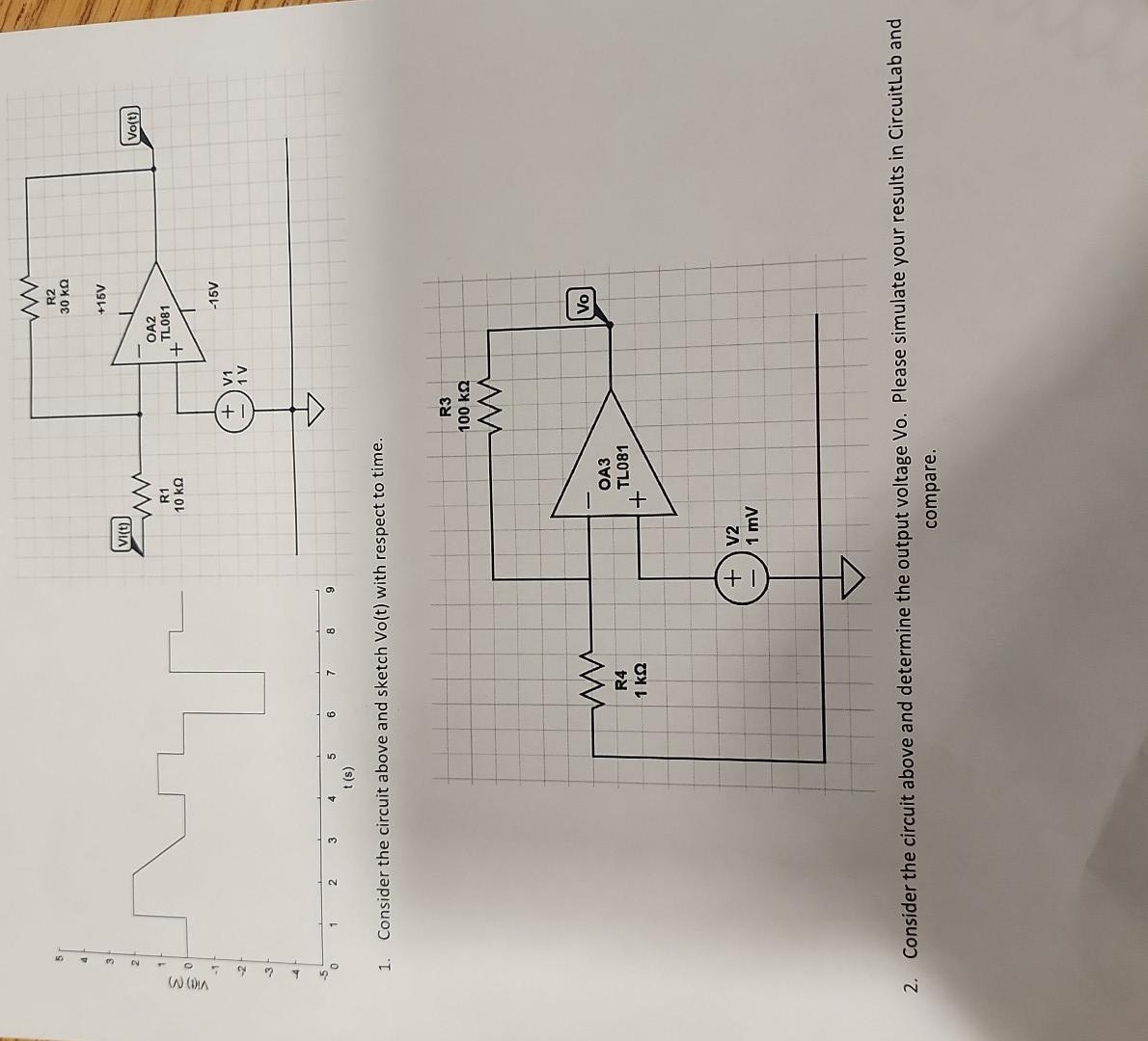 Solved 1. Consider the circuit above and sketch Vo(t) with | Chegg.com