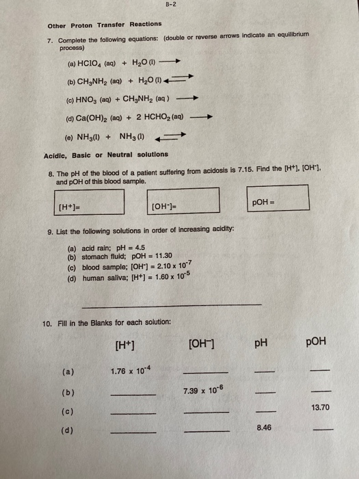 Solved Name Chem 1B Study Assignment-B SA-B Brønsted-Lowry | Chegg.com