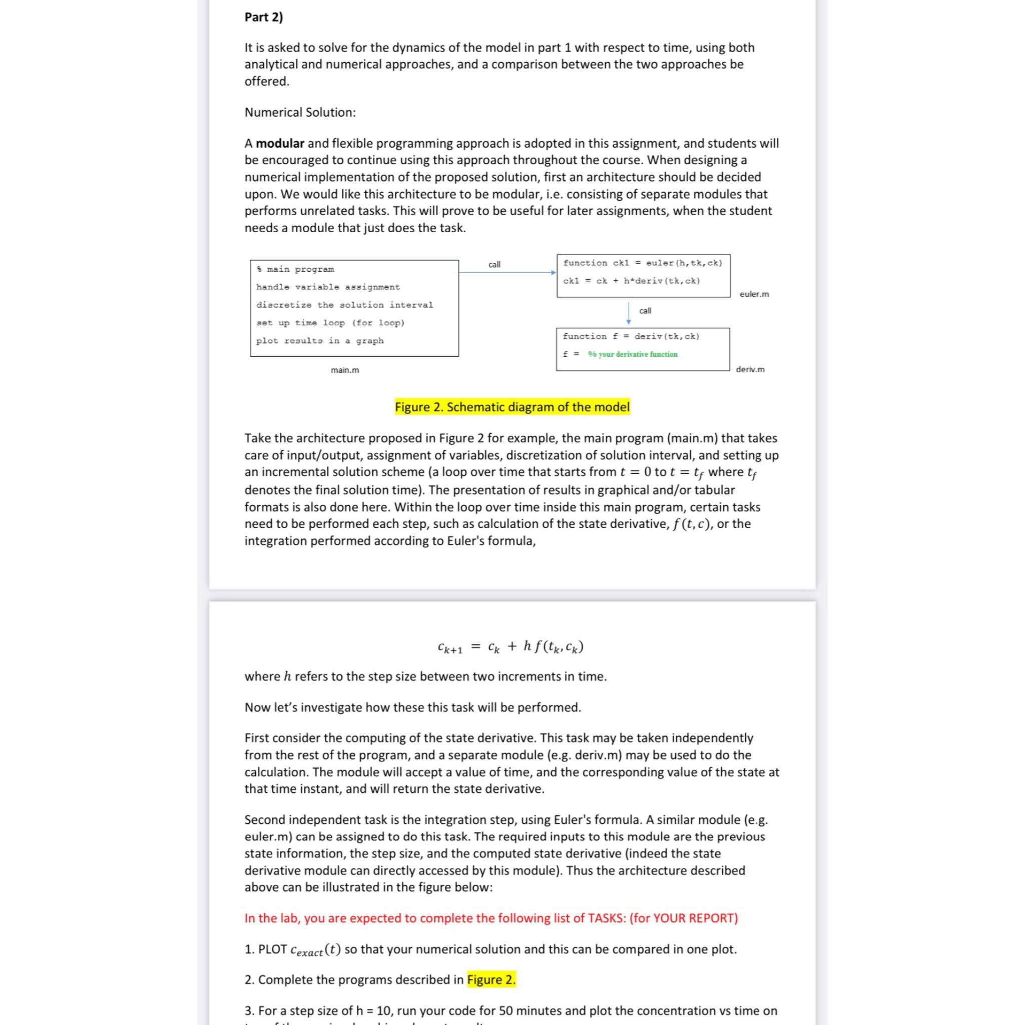 Solved Part 2)It is asked to solve for the dynamics of the | Chegg.com