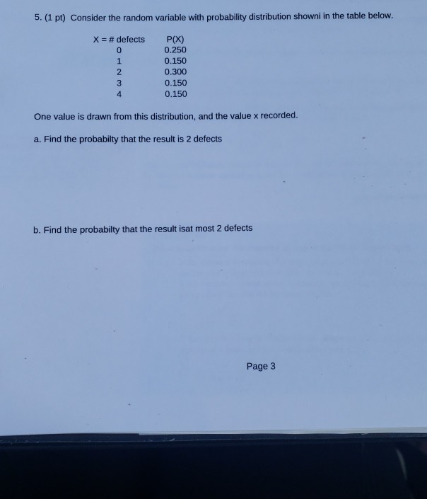 Solved 5.(1 pt) Consider the random variable with | Chegg.com