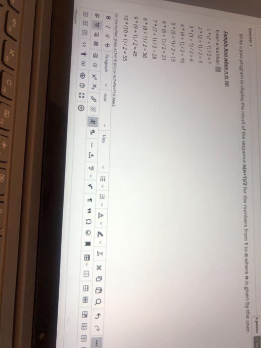 Solved points Write a jova program to display the result of | Chegg.com