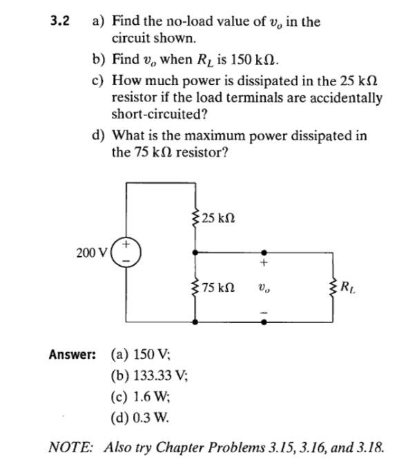 Solved 3.2 a) Find the no-load value of vv in the circuit | Chegg.com