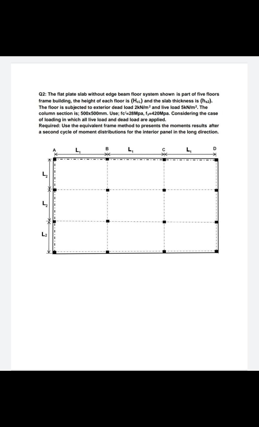 Q2: The flat plate slab without edge beam floor | Chegg.com