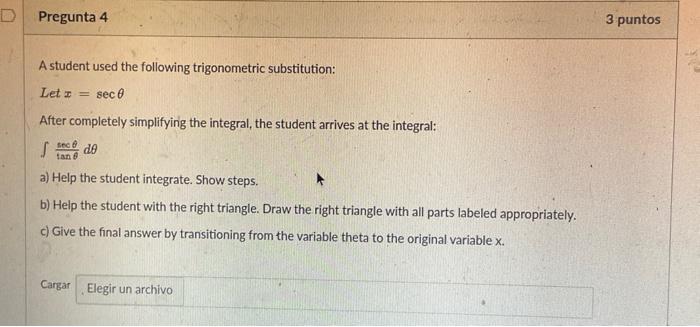 Solved A student used the following trigonometric | Chegg.com